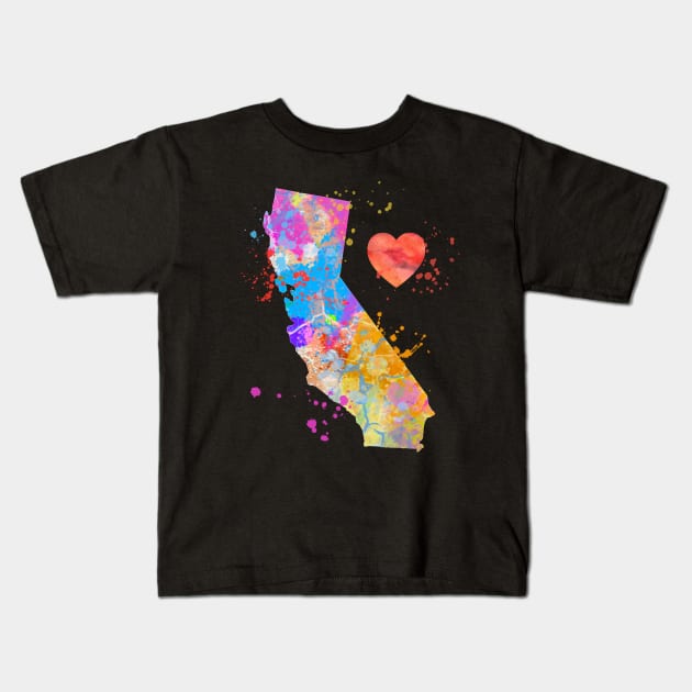 Love California CA Home Paint Splatter Artsy Bright Gift Diea Kids T-Shirt by joannejgg